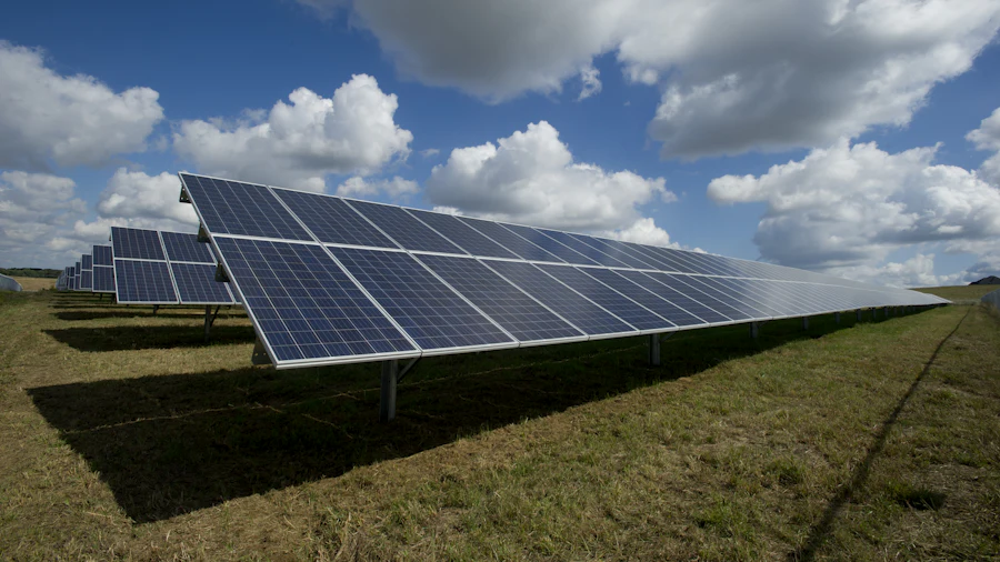 Solar panels in open countryside